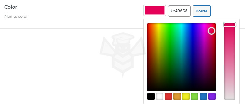 Metacampo Colorpicker de Post Type de JetEngine