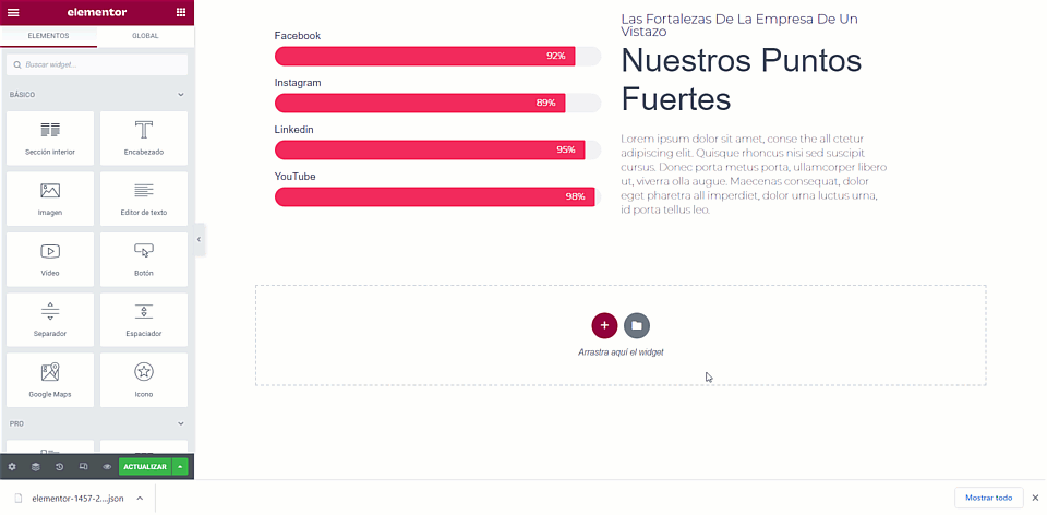 Exportar plantilla desde el editor de elementor