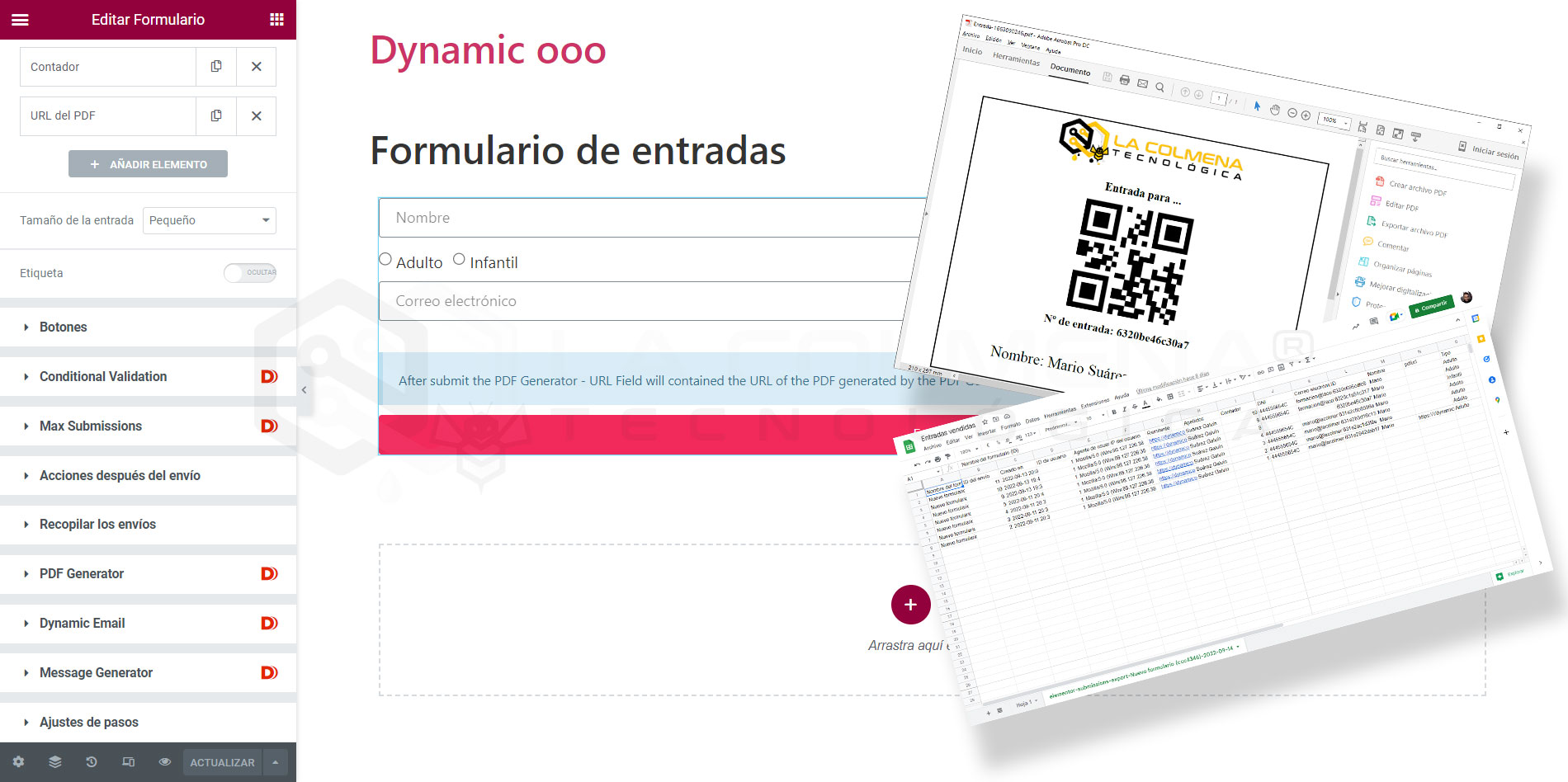 Formulario de venta de entradas en PDF y envío por email con Dynamic ooo