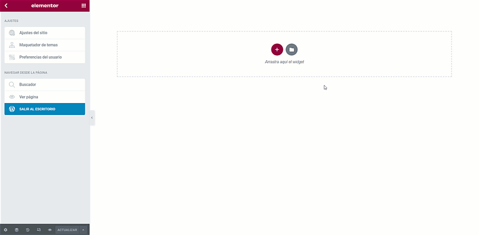Importar plantilla desde el editor de Elementor