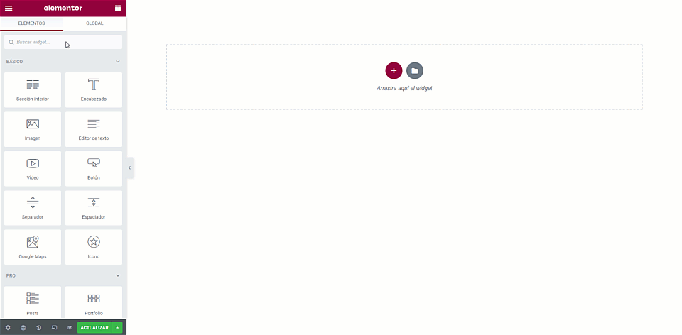 Insertar plantilla con el widget Template
