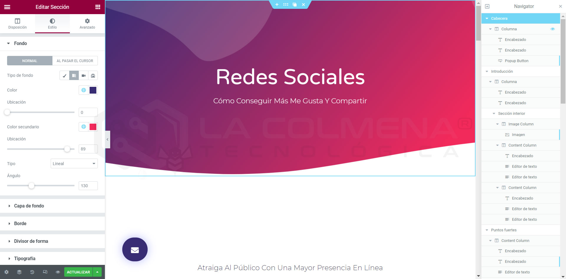 Navigator / Navegador de Elementor