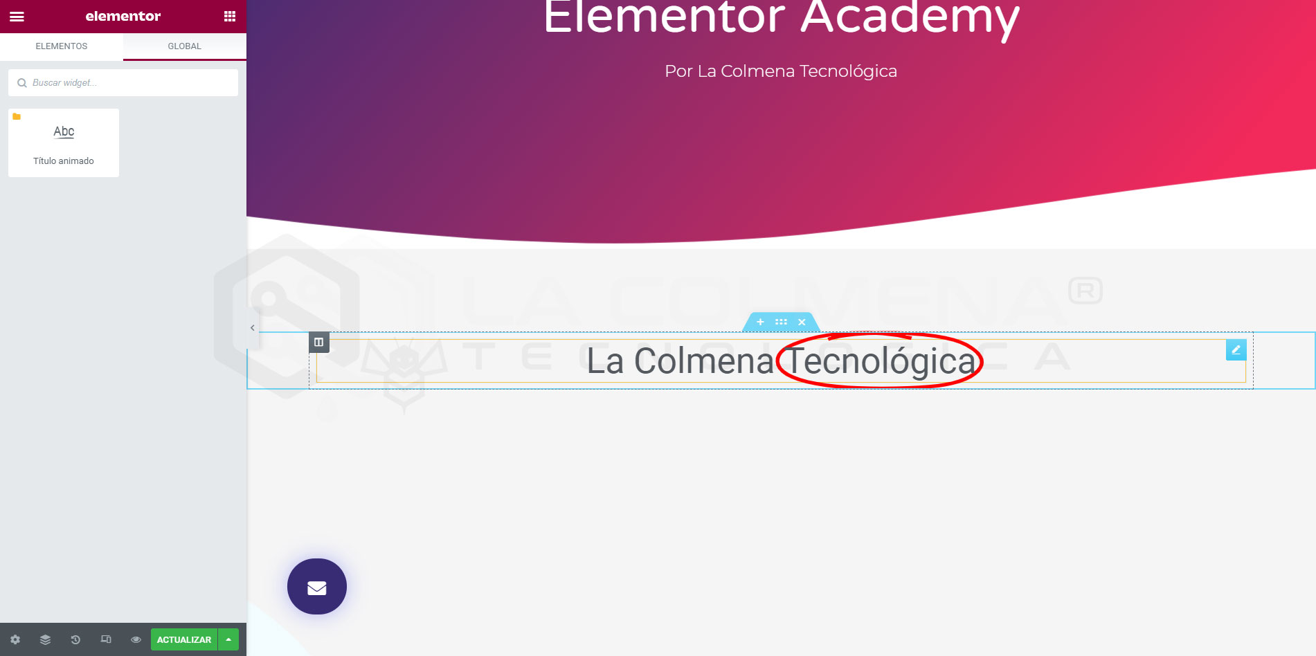 Plantilla global Elementor