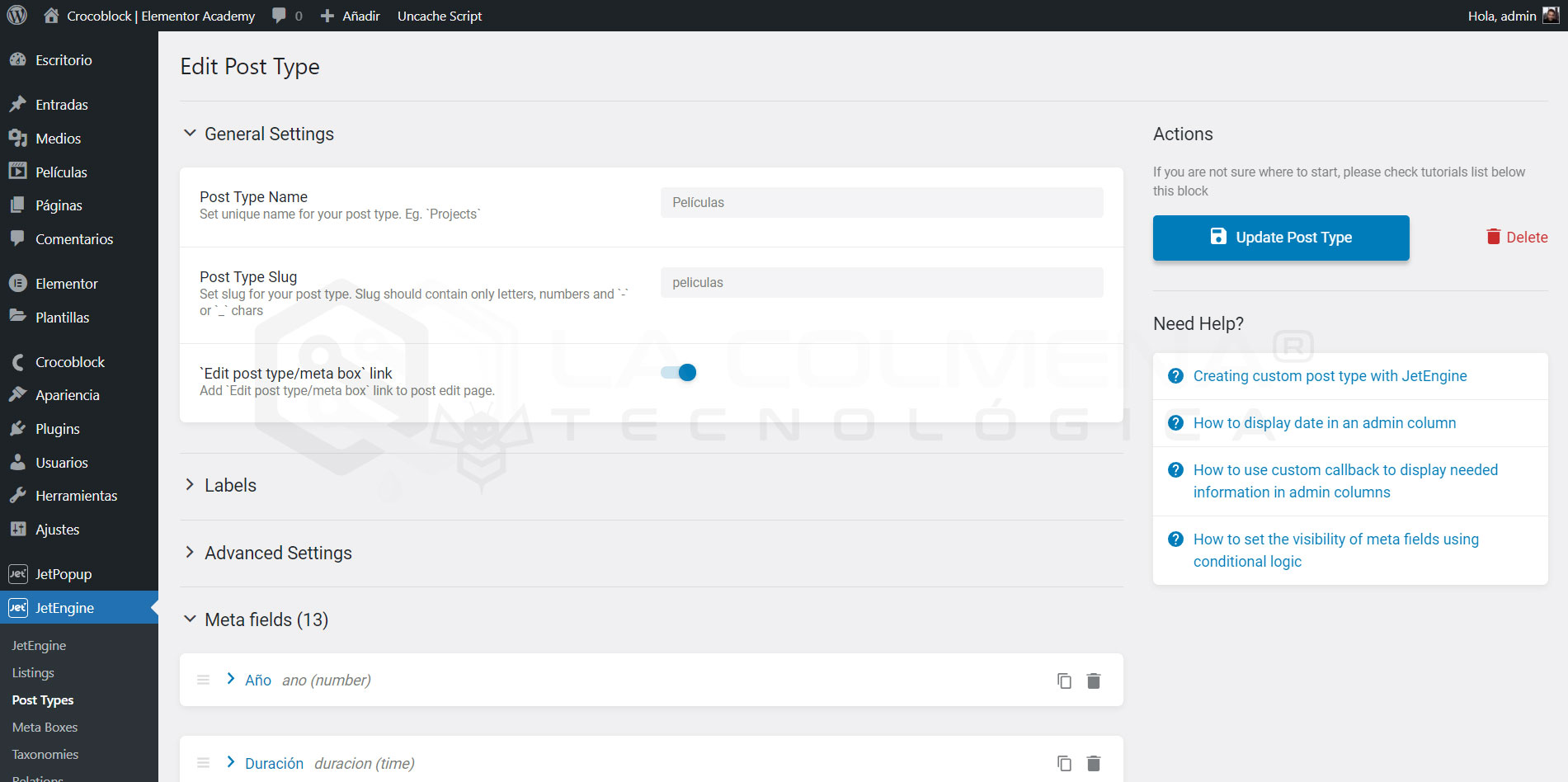 Cómo crear un Custom Post Type con JetEngine