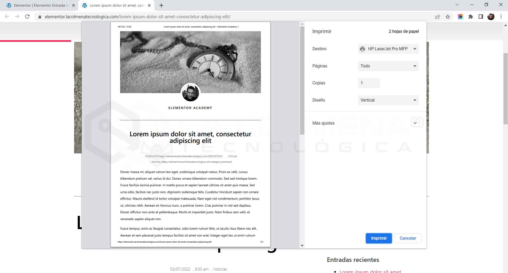Seleccionar partes imprimibles de una página web con CSS