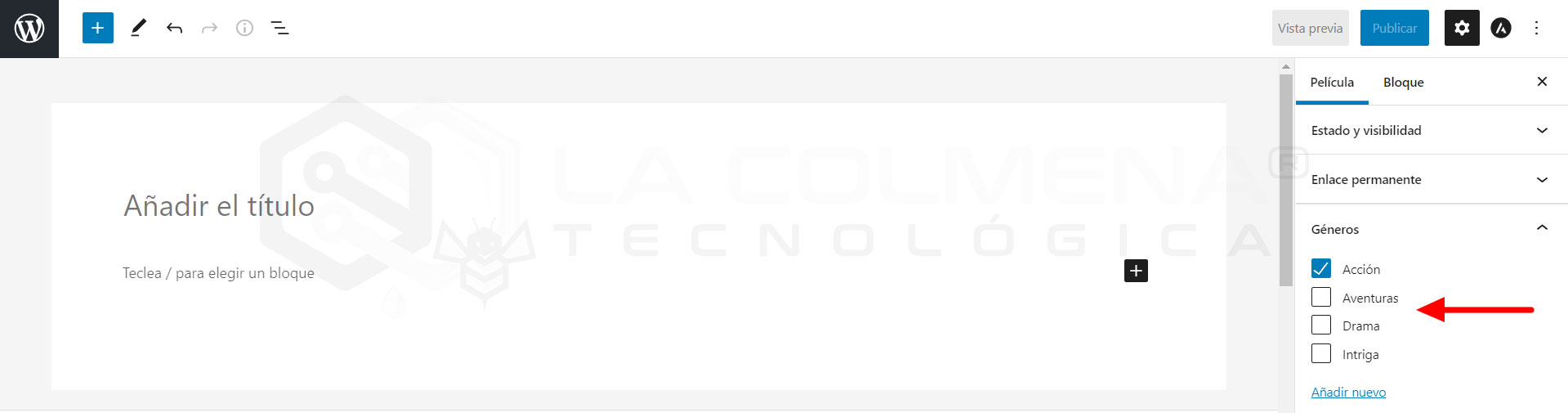 Taxonomías en un Post Type