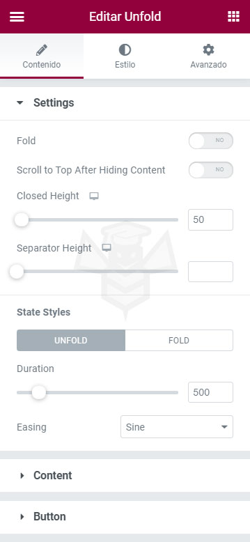 Unfold de JetTricks - Settings